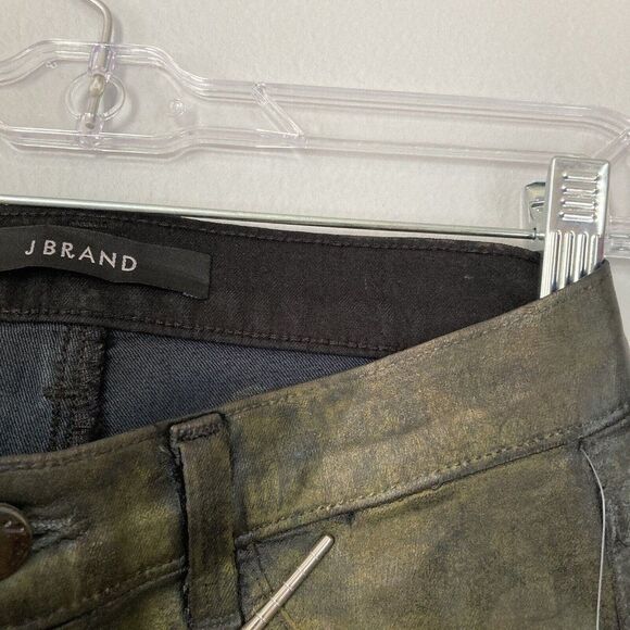 J Brand Jeans Womens 25 Super Skinny Coated Black Tar Dark Bronze Metallic‎ NEW - Picture 6 of 14